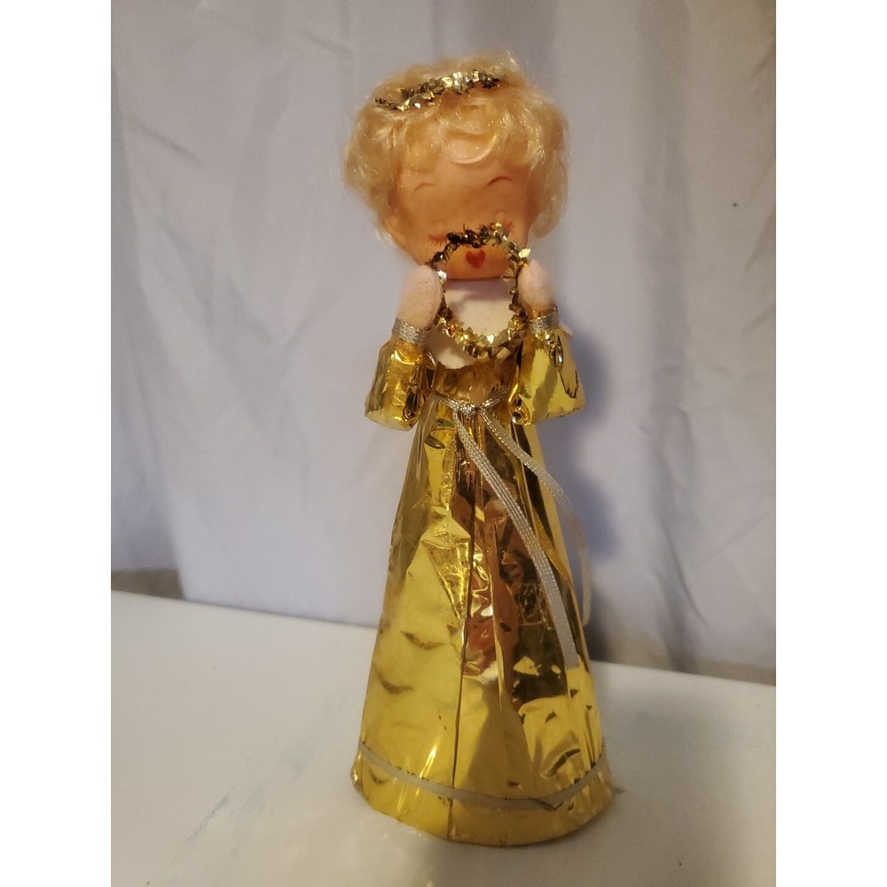 VTG Christmas Angel MCM Cardboard Gold Foil Japan Tabletop Angel